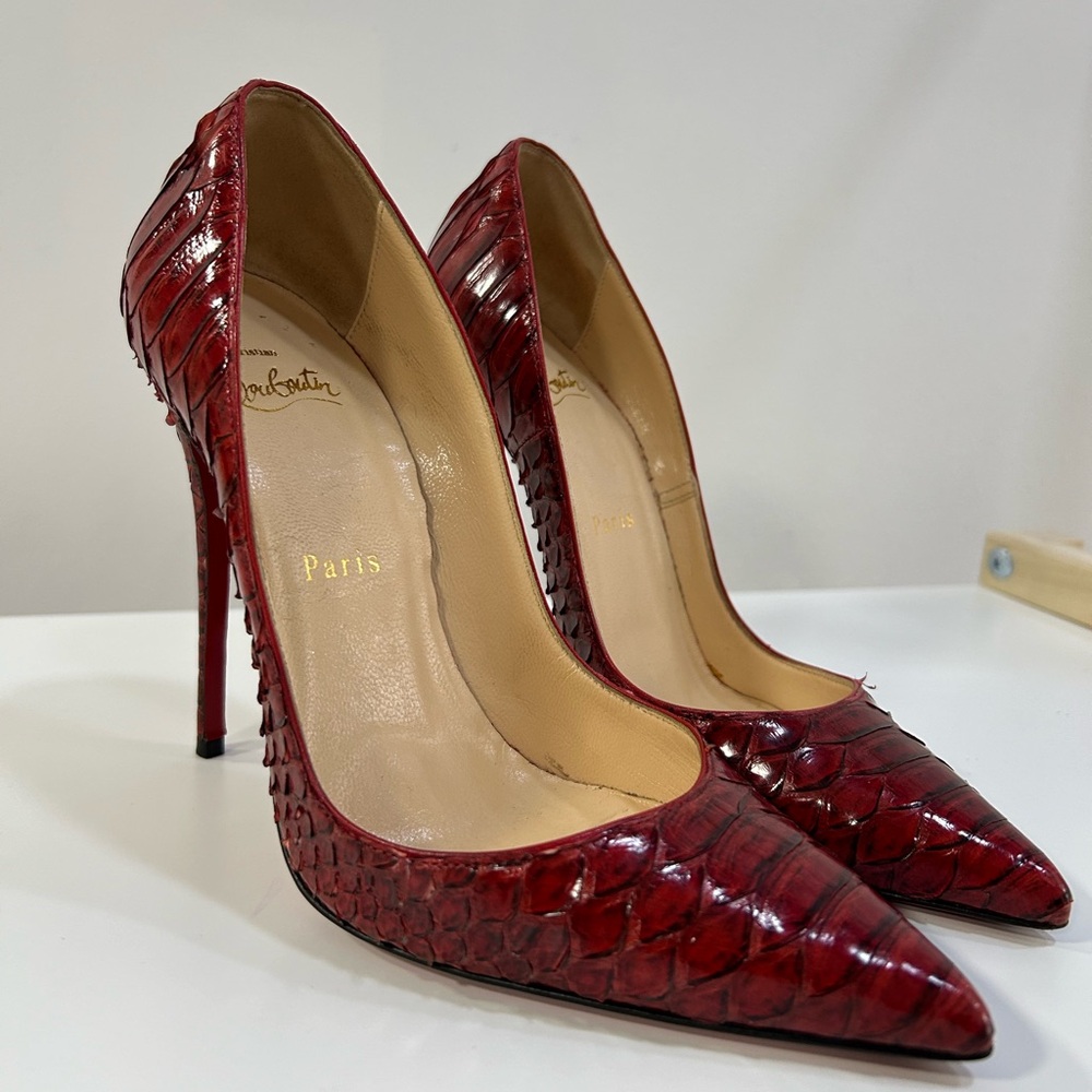 Christian Louboutin dark red phyton so Kate 120 heels
